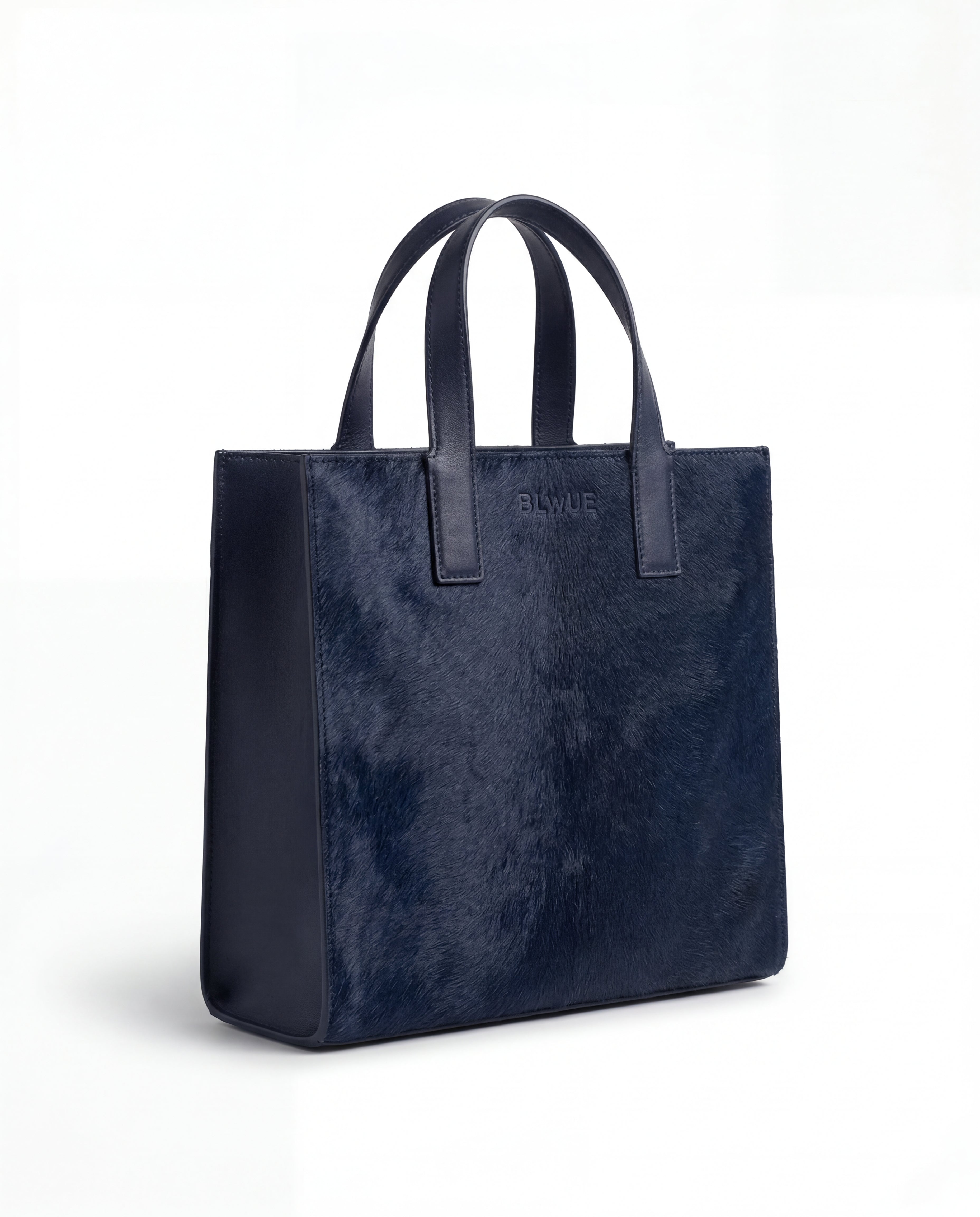 Navy Blue Cowhide Tote Bag