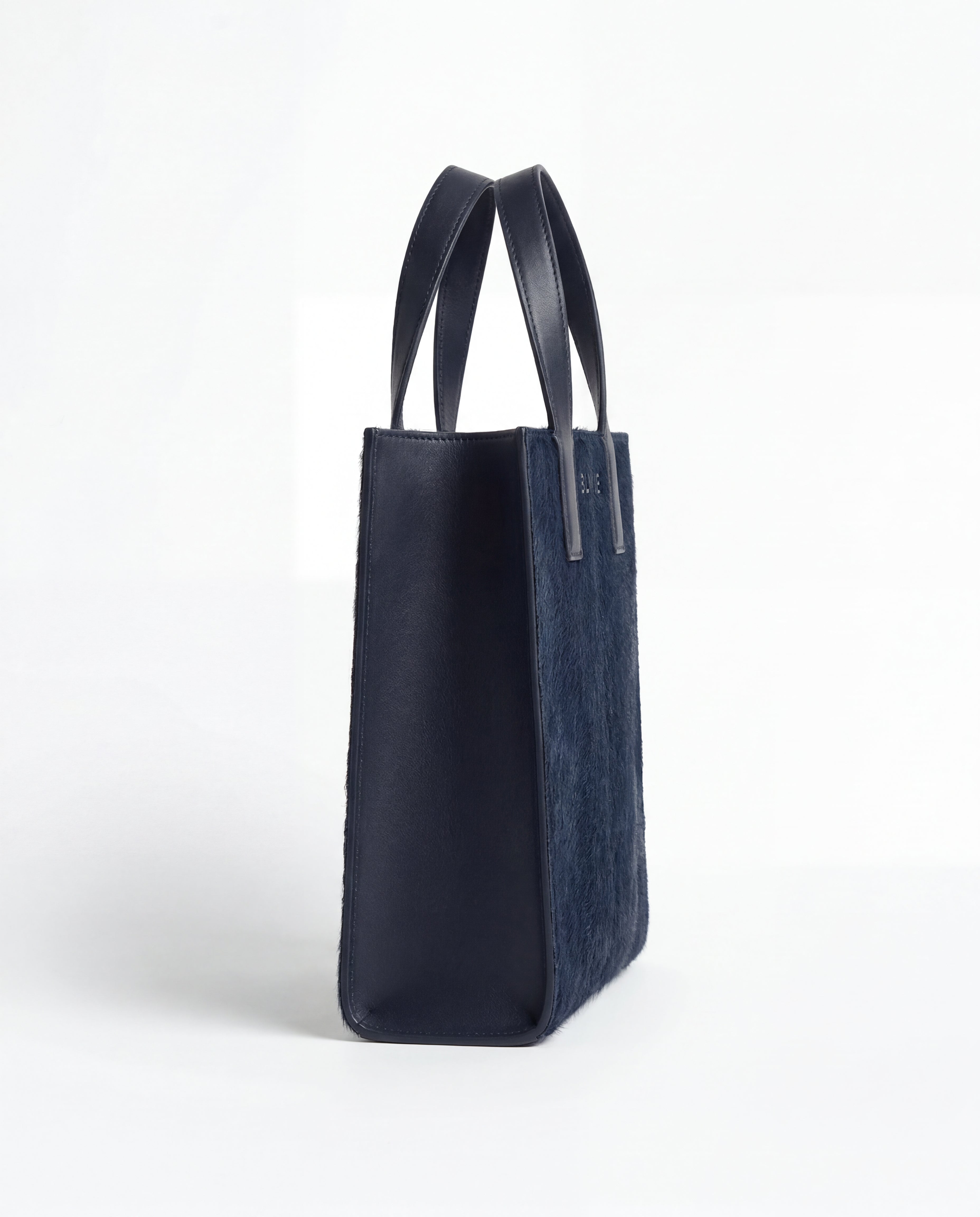 Navy Blue Cowhide Tote Bag