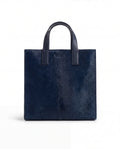 Navy Blue Cowhide Tote Bag